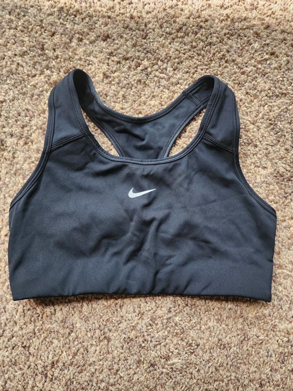 Nike Black Racerback Sports Bra with White Swoosh